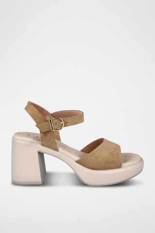 Sandales compensées en nubuck - Beige