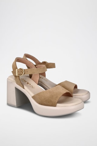 Sandales compensées en nubuck - Beige