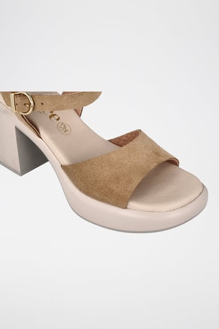 Sandales compensées en nubuck - Beige