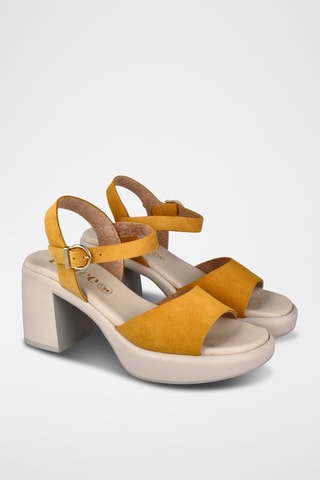 Sandales à talons en nubuck - Moutarde