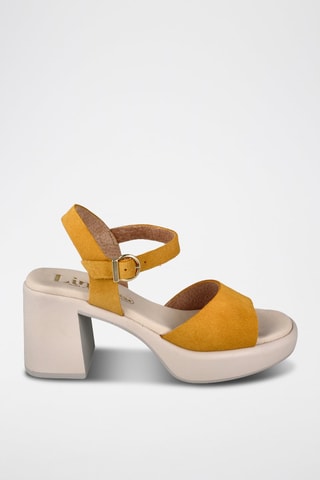 Sandales à talons en nubuck - Moutarde