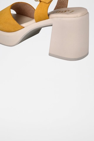 Sandales à talons en nubuck - Moutarde