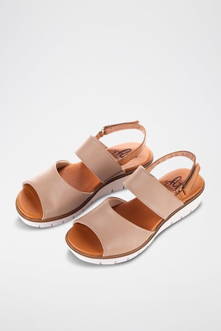 Sandales compensées en cuir Velvet - Beige et camel