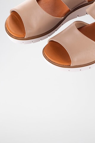 Sandales compensées en cuir Velvet - Beige et camel