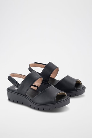 Sandales compensées en cuir Velvet - Noir