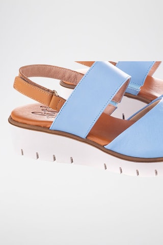 Sandales compensées en cuir - Bleu