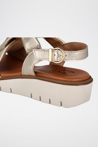 Sandales compensées en cuir - Doré