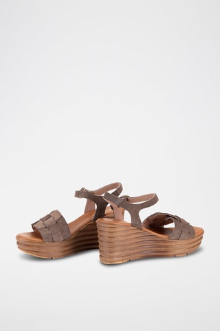 Sandales compensées en cuir - Marron