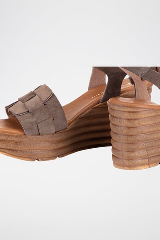 Sandales compensées en cuir - Marron