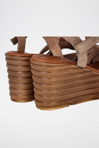 Sandales compensées en cuir - Marron