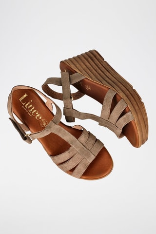 Sandales compensées en cuir - Marron