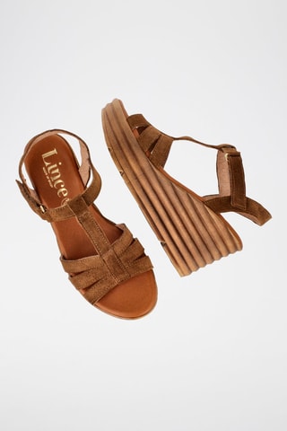 Sandales compensées en cuir - Marron