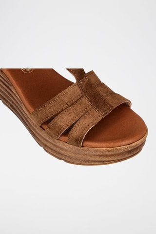 Sandales compensées en cuir - Marron