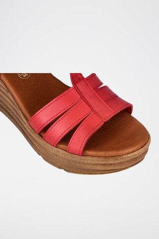 Sandales compensées en cuir - Rouge