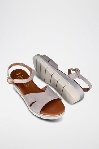 Sandales compensées en nubuck - Gris