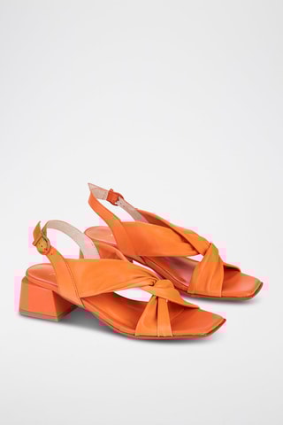 Sandales à talons en cuir - Orange