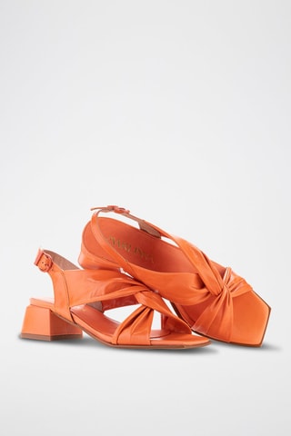 Sandales à talons en cuir - Orange