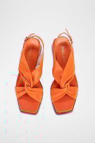 Sandales à talons en cuir - Orange