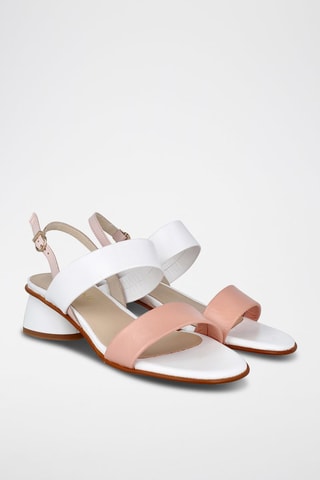 Sandales à talons en cuir - Blanc et nude