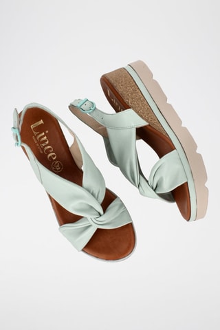 Sandales compensées en cuir - Menthe