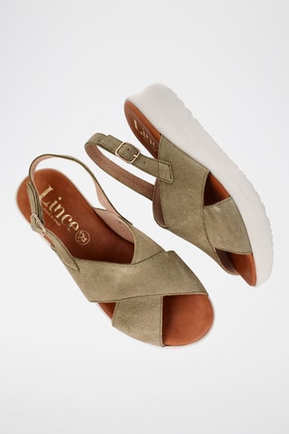 Sandales compensées en nubuck - Taupe