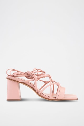 Spartiates à talons en cuir - Rose 