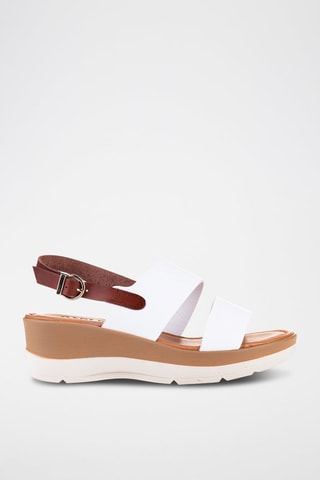 Sandales compensées en cuir - Blanc