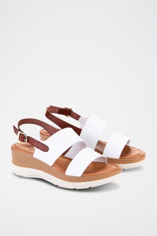 Sandales compensées en cuir - Blanc