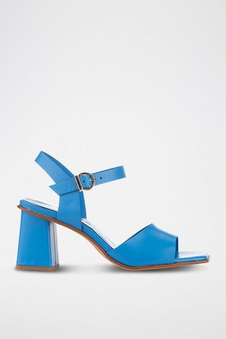 Sandales à talons en cuir - Bleu