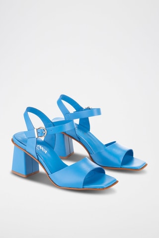 Sandales à talons en cuir - Bleu