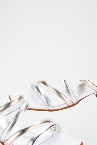 Mules à talons en cuir - Argenté