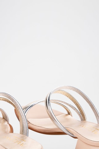 Mules à talons en cuir - Argenté