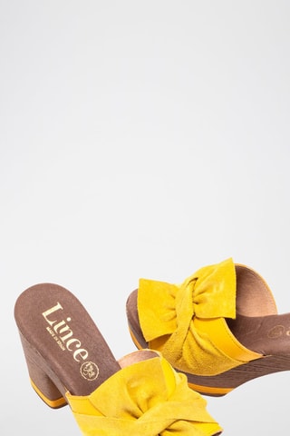 Mules à talons en nubuck - Jaune