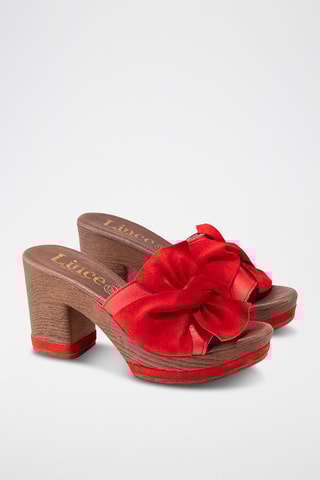 Mules à talons en nubuck - Rouge