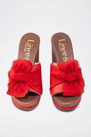 Mules à talons en nubuck - Rouge