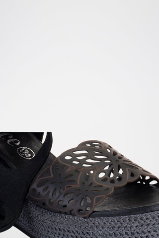 Sandales compensées en cuir - Noir