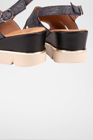 Sandales compensées en cuir - Argenté