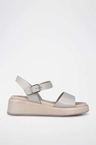 Sandales compensées en cuir Florencia - Gris