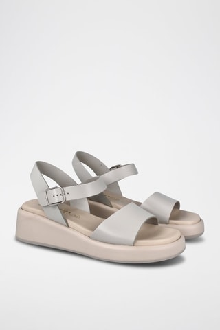 Sandales compensées en cuir Florencia - Gris