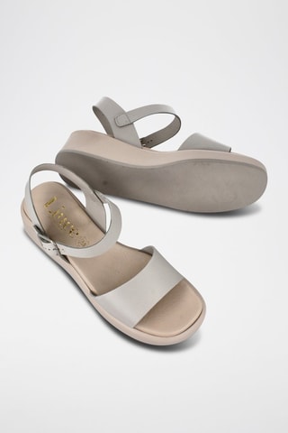 Sandales compensées en cuir Florencia - Gris