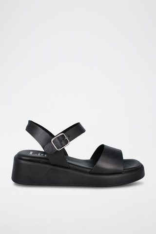 Sandales compensées en cuir Florencia - Noir