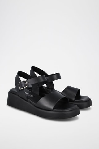 Sandales compensées en cuir Florencia - Noir