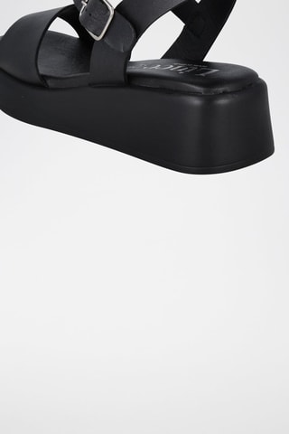 Sandales compensées en cuir Florencia - Noir