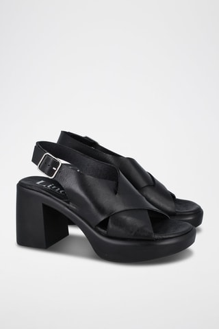 Sandales à talon en cuir Velvet - Noir