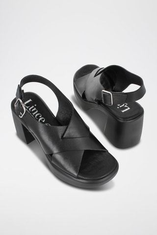 Sandales à talon en cuir Velvet - Noir