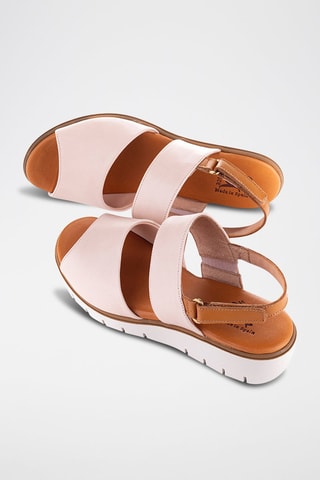 Sandales compensées en cuir Velvet - Rose clair et camel