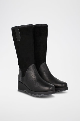 Bottes compensées en cuir - Noir