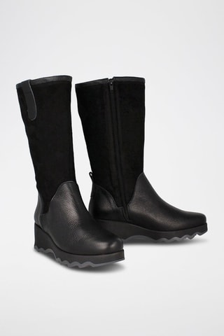 Bottes compensées en cuir - Noir