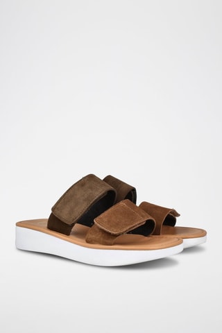 Mules en nubuck - Kaki et marron