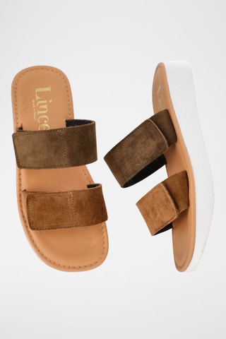 Mules en nubuck - Kaki et marron